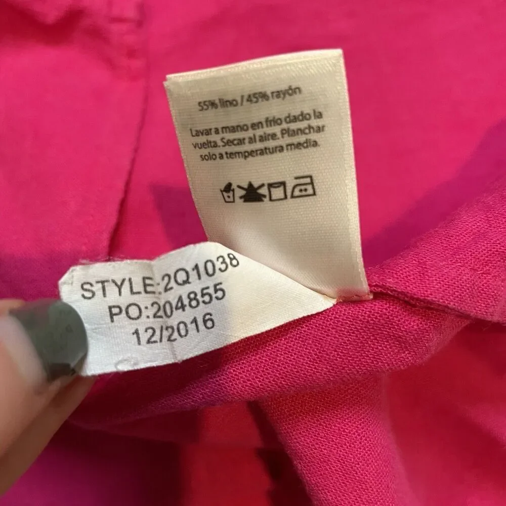 Vineyard Vines Linen Rayon Dolman Shift Dress Short Sleeve Barbie Pink Size 0 - Picture 13 of 13